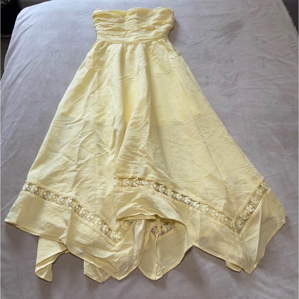 Hello Molly Yellow Asymmetrical Strapless Dress